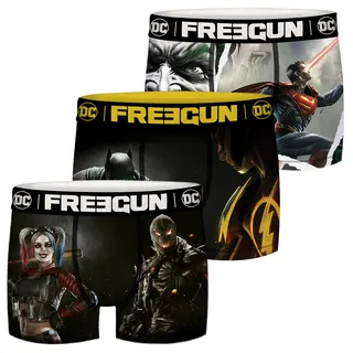 Freegun DC Comics Herren Boxershorts 3er Pack Batman Superman Justice League in S Motivmix 3