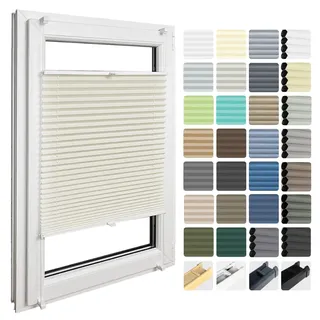Home-Vision Premium Plissee & Wabenplissee nach Maß, ohne Bohren mit Klemmträger, Blickdicht für Fenster & Tür Sonnenschutzrollo in verschiedenen Breiten, Höhen Farbe des Textile und Profilfarben