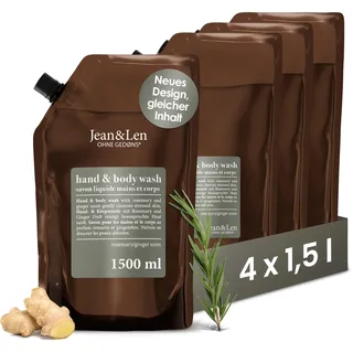 Jean&Len Hand & Body Wash Rosemary und Ginger Duschgel 4 x 1,5 L
