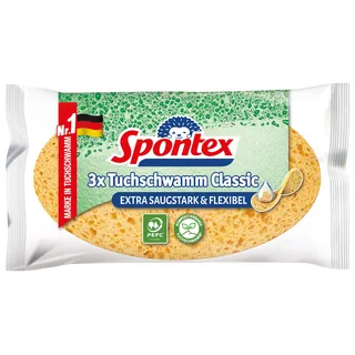 Spontex Tuchschwamm Classic, super saugstarke Tuchschwämme, universell einsetzbar (1 x 3er Pack)