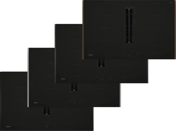 Neff Collection V68YHL4B0 - N70 Induktionskochfeld mit Dunstabzug mit 7 Jahre Garantie, Matt Black Design, Twist Touch®, Flex Zone, Mit Rahmen aufliegend, Flex Design, 80 cm