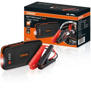 Osram BATTERYstart 200, Starthilfe, Lithium Batteriestarter 500A 12V für Motorrad & PKW mit Powerbank Funktion für bis zu 3L Benzinmotoren, 6000mAH