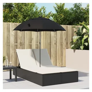 vidaXL Sonnenliege Doppelliege 200 x 58 x 29 cm Schwarz