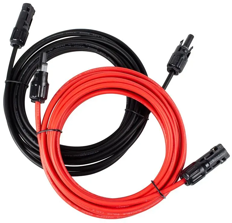 Solarkabel Photovoltaik Kabel 4 mm2 mit MC4-Stecker - Set, rot/schwarz (Ausführung: 2x1 m rot/schwarz)