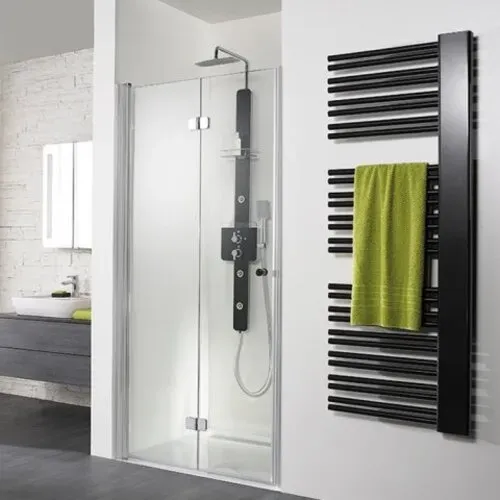 HSK Exklusiv Drehfalttür für Nische, Größe: 75 x 200 cm, Anschlag links, 406075-L-41-50, Duschkabine: Chromoptik: ESG klar