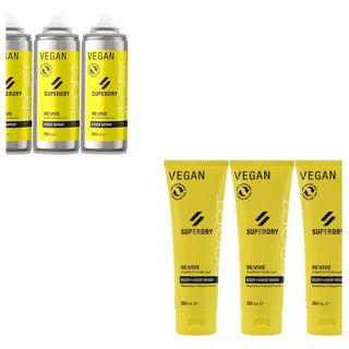 6tlg. Set |  SUPERDRY Sport Funky Gelb RE:vive 2in1 Duschgel + Deodorant