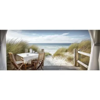 artissimo Glasbild, Beige, Glas, Wasser/Strand/Meer, Rechteckig, 125x50 cm, Bilder und Zubehör, Wandbilder, Glasbilder