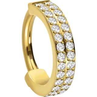 PIERCINGLINE Titan Segmentring Clicker ZWEI EINGEFASSTE KRISTALLREIHEN