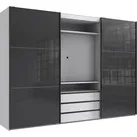 Schwebetürenschrank WIMEX "Magic by fresh to go", weiß (weiß, außentüren grauglas), B:300cm H:216cm T:65cm, Schränke, tolles EXTRA: mit drehbarem TV-Element, Fronten aus Glas