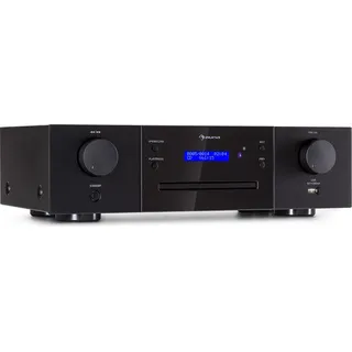 Auna CD-1000 DG, CD-Player Hifi, USB, MP3, Fernbedienung, CD-Player mit LED-Display, CD Receiver Aluminium, schwarz - Schwarz