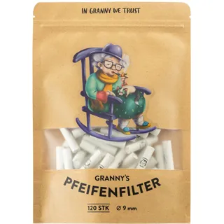 Granny's Exclusive Aktivkohlefilter | Ø 9 mm Filtertips | 120 Stück in Weiß | Pfeifenfilter für Selbstdreher | Aus veganer Kokosaktivkohle