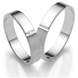 Trauring FIRETTI "Schmuck Geschenk Gold 750 Hochzeit Ehering "LIEBE"" Gr. 54, weiß (weißgoldfarben), Fingerringe, 54, ohne Brillant, Weißgold 375, 4mm, Made in Germany, wahlweise mit oder ohne Brillant