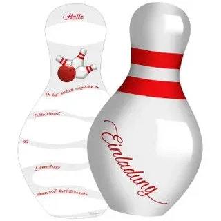 DH-Konzept 6 Einladungskarten * Kegeln/Bowling * für Kindergeburtstag und Party Kinder Geburtstag Party Einladung Einladungen Karte Mottoparty Kegel