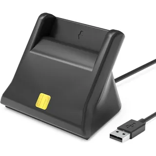 USB Chipkartenleser SmartCard Reader - Plug and Play - SIM Kartenleser - Power Status-LED - Bus-Powered - Konform Mit ISO 7816 Klasse A, B und C Chipcard, Gesundheitskarte