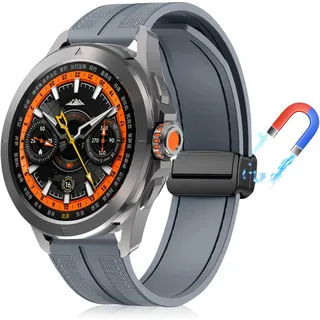 PaceBid 22mm Armband für Xiaomi Watch S5 46mm/S4 47mm/S4 Sport/S3/S1 Pro/S1 Active, Silikon+Geflochtenes Magnetisch Ersatzarmband für Xiaomi Redmi Watch 5 Active/5 Lite/Watch5/Watch2/2 Pro - Asche