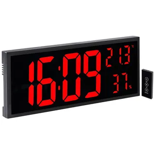 Lunartec Digitaluhr: LED-Wand- & Tischuhr, Jumbo-Uhrzeit, Fernbedienung, Hygro-/Thermometer (Wanduhr LED, Uhr Wanduhr, Grosse Digitale)