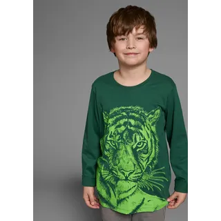 Kidsworld Langarmshirt »TIGER - Druck«, Langarm, Basic-Passform, mit trendigem Druck, Rundhalsausschnitt grün