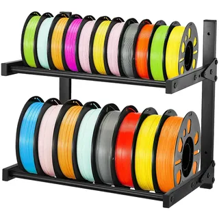 Vevor Filament Lagerregal mit 2 Ebenen zur Wandmontage, 445 x 290 x 425 mm, Filamentspulenhalter auf Rädern, 3D-Druckerzubehör Organizer für 3D-Druckstudio, Büro, Werkstatt, Schwarz