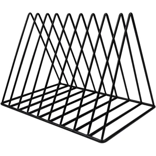 AvoDovA Zeitungsständer Metall, Magazinständer Schwarz, 9 Steckplätze Dreieck Desktop-Bücherregal, Schallplattenständer Modern, Zeitungshalter für Büro, CD, Magazin