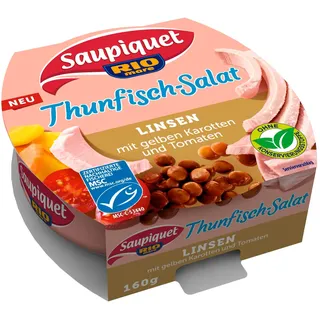 saupiquet Thunfisch-Salat Linsen, MSC zertifiziert, Fix und fertig zubereitet, Ideal für unterwegs, 160g