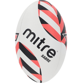 Mitre Rugbyball | extra starkes Futter | volles Gewicht | sehr beliebt, Weiß/Schwarz/Orange, 4