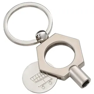 Schlüsselanhänger mit Heizungsentlüftungs- schlüssel und Einkaufswagenchip