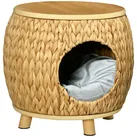 Rattan 2-in-1 Design Katzenkorb mit Kissen Katzenhütte