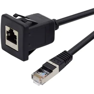 cablecc Kabel-Verlängerungskabel, wasserdicht, staubdicht, CAT6, RJ45, Stecker auf Buchse, LAN, Ethernet, Netzwerk-Verlängerungskabel, 100 cm, für Kfz-Montage-Design