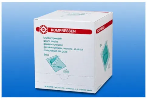 Noba Mullkompresse-steril 8-fach 50 x 2 Stück 5 x 5 cm / 10 Packungen = 500 x 2 Stück