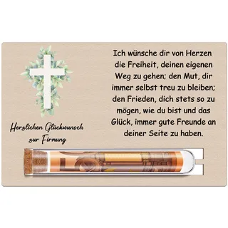 Otuuz Geldgeschenk zur Firmung Firmung Geschenke für Mädchen Jungen Reagenzglas Holz Firmung Karte Geldgeschenk aus Holz Geldgeschenke Geldverpackung 14 x 9 cm