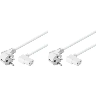 goobay 96043 Kaltgeräte Anschlusskabel beidseitig abgewinkelt, 1,5m weiß (Packung mit 2)