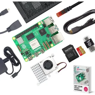 BerryBase Raspberry Pi 5 8GB, Active Cooler Starter Kit mit Aluminium Gehäuse