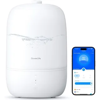goveelife Smart Ultraschall Luftbefeuchter Schlafzimmer, 3L Top-Fill Humidifier mit Air Diffusor & Nachlicht bis zu 25H, 24dB Leise Klein Raumluftbefeuchter Baby, Kinderzimmer, Pflanzen, Growbox, Büro