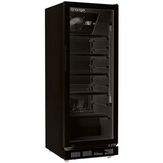 orange. orange 230L Getränkekühlschrank (Flaschenkühlschrank) mit Glastür. Abschließbar. Komplett schwarz. Freistehender Getränkekühlschrank.