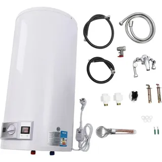 80L Speichertank, Boiler, Elektrischer Warmwasserspeicher, 220V Wand-Warmwasserbereiter-Dusche, wasserboiler, mit Duschvorrichtung und Auslaufschutz