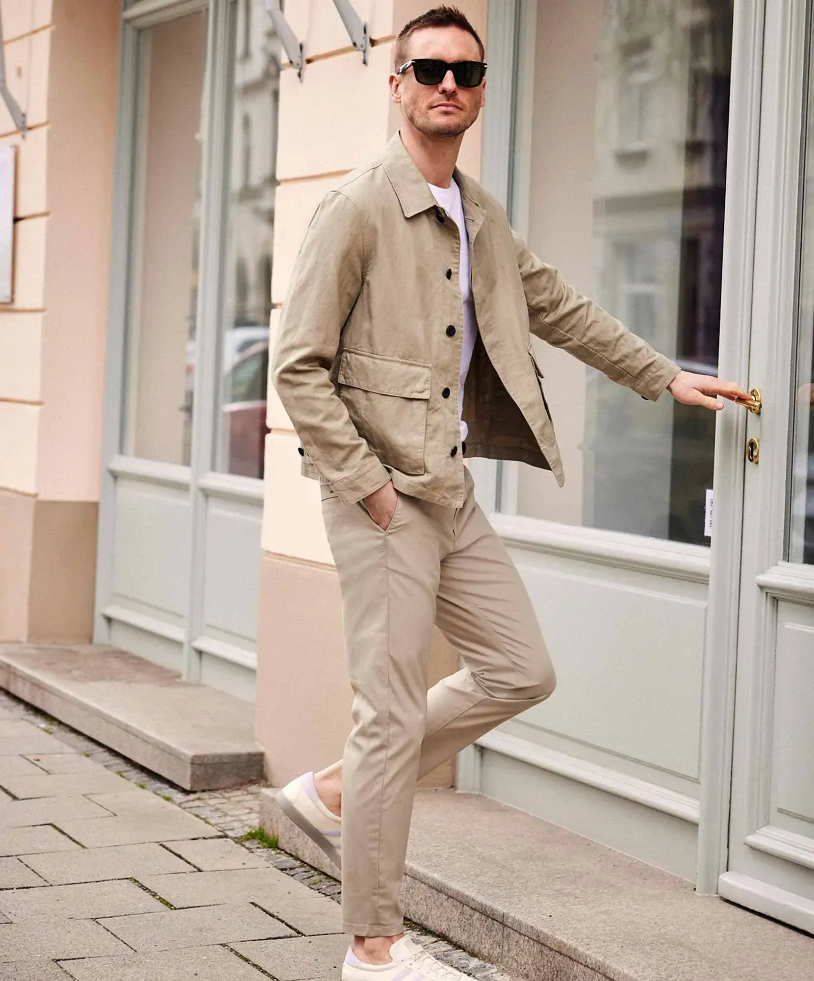 MAC Griffin Hose aus Twill in beiger Optik-W31 / L30