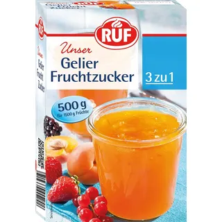 RUF Gelier-Fruchtzucker 3 zu 1, Gelierpulver und Zucker kombiniert, nur Früchte oder Fruchtsaft hinzufügen, Geliermittel glutenfrei & vegan, 1 x 500g