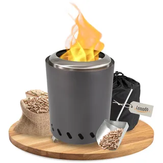 Lemodo Tischkamin anthrazit für Holzpellets, rauchfreies Tischfeuer, Feuerstelle