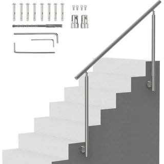 Vevor Handläufe für Außentreppen,59 Zoll/150cm langes Treppengeländer-Set,Übergangsgeländer aus Edelstahl mit Montagesatz,doppelsäulige