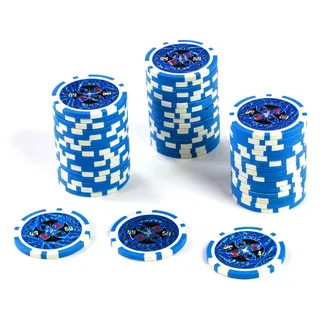 Nexos Trading 50 Poker-Chips Laser-Chips Metallkern 12g Poker Texas Hold`em Black Jack Roulette reflektierend Tokens Jetons Casino 1 Rolle Wert 1-10000 wählbar (Wert 50)
