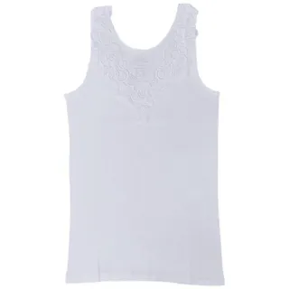Toker Collection Achselhemd Damen Unterhemd mit extra breiter Spitze Weiß 40/42