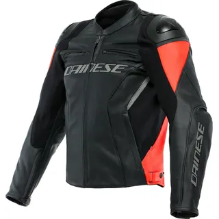 Dainese Racing 4, Lederjacke - Schwarz/Neon-Rot - 50
