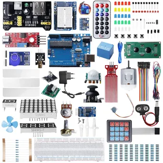 Behogan Starter Kit für Arduino Elektronik Set Vollversion Kit, Arduino Projekt Ultimate Starter Kit, Elektro Bausatz mit Breadboard Sensor Widerstände Netzteil LEDs Usw.248 Zubehör