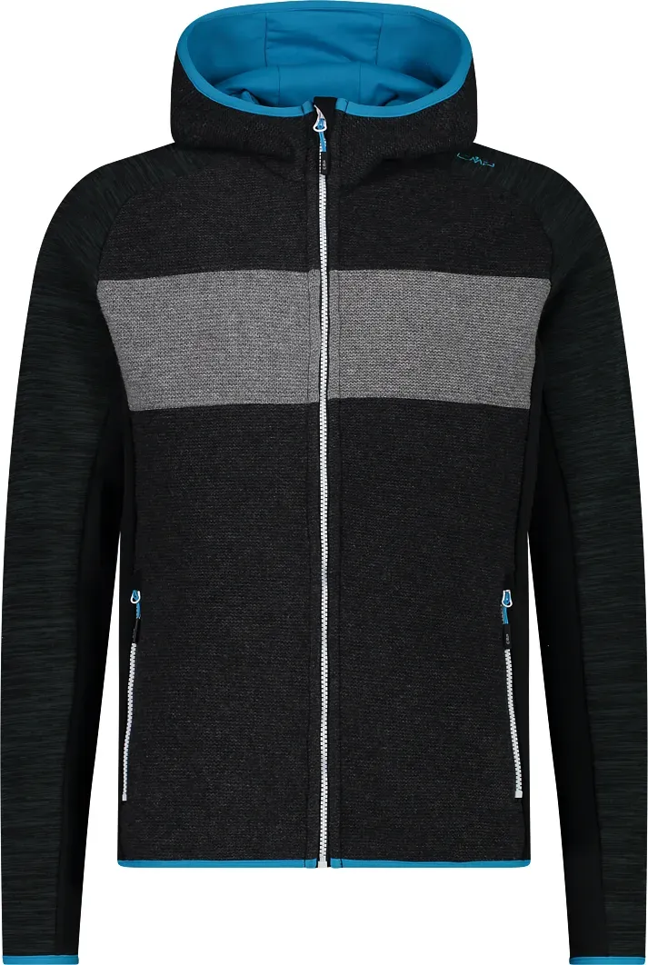 CMP CMP F.Illi Campagnolo CMP Herren Stretch Performance Hybridjacke mit Wooltech-Einsatz auf der Vorderseite - Black Melange - 54