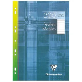 Clairefontaine 1756C Ringbucheinlagen Packung (mit 100 DIN A4, 21 x 29,7 cm, liniert mit Rand, 90g, ideal für die Schule) weiß