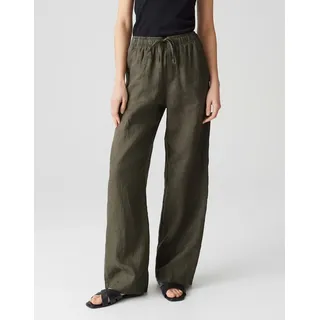 Opus Wide Leg Leinenhose mit elastischem Bund Modell MILENI Oliv, 34
