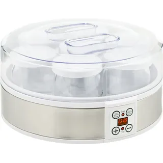Homcom Joghurtbereiter Joghurtmaschine mit 48 Stunden Timer, Joghurt-Maker mit Temperatur-Einstellung, 7 Gläser à 180 ml,