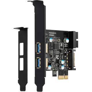 YBBOTT PCIE USB 3.0 Karte, PCI Express 1X 2 Ports mit internem 19-poligem USB 3.0-Anschluss Superspeed 5Gbps PCI-e USBIII Controller Controller Adapter Unterstützung Windows 10/8/7/XP