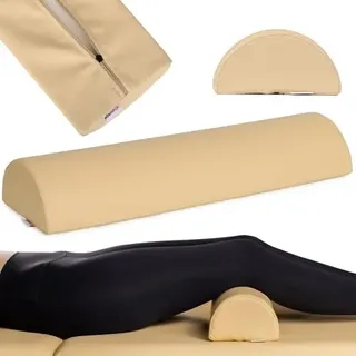 HABYS Lagerungsrolle Halbrund, Nackenrolle, Knierolle Lagerungsrolle, Nackenkissen, Lagerungskissen für Massage und Therapie, MDR-Zertifizieriung, Kniehalbrolle in Größe:60x19x9cm, Beige