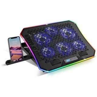 SPIRIT OF GAMER - AIRBLADE 1200 – RGB Belüfteter Laptop Kühlpad - 10'' bis 17'' - 6 Leise Beleuchtete Lüfter – Laptop Kühler – 6 ergonomisch einstallbare Höhen - Telefonhalter Enthalten